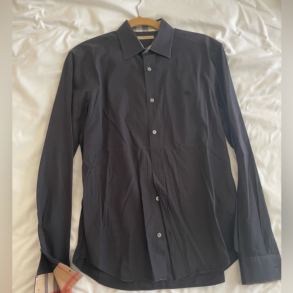 Burberry men’s black button down shirt